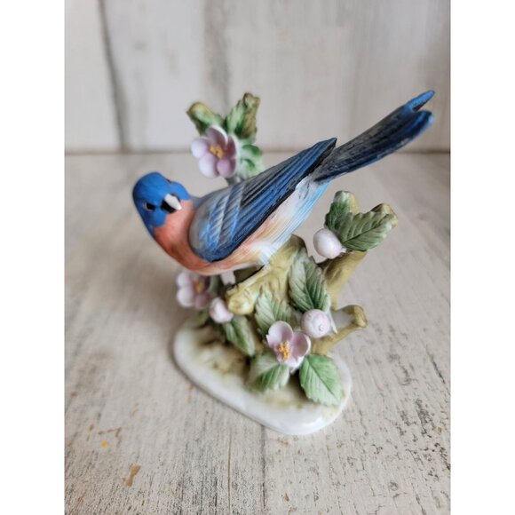 Lefton China bluebird KW464 Vintage bird flower statue figure - Picture 2 of 9